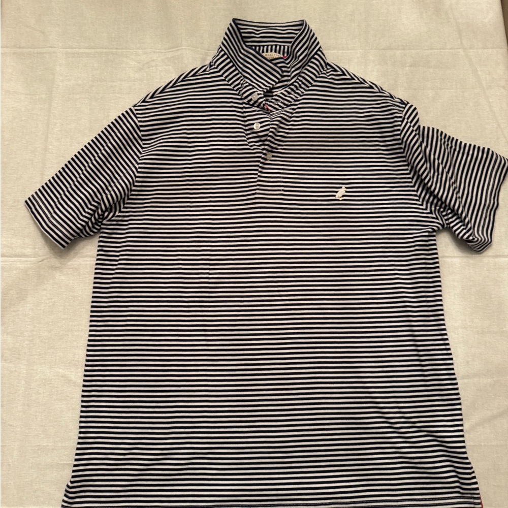 The Beaufort Bonnet Company Navy and White Striped Polo